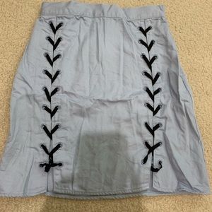 lace up detail mini skirt